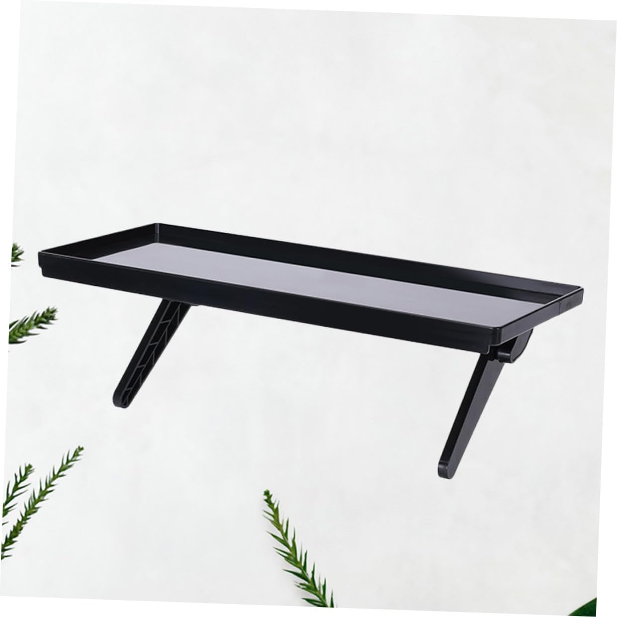 Wall-Mounted Black Monitor Shelf - Multifunctional Desktop Storage Rack