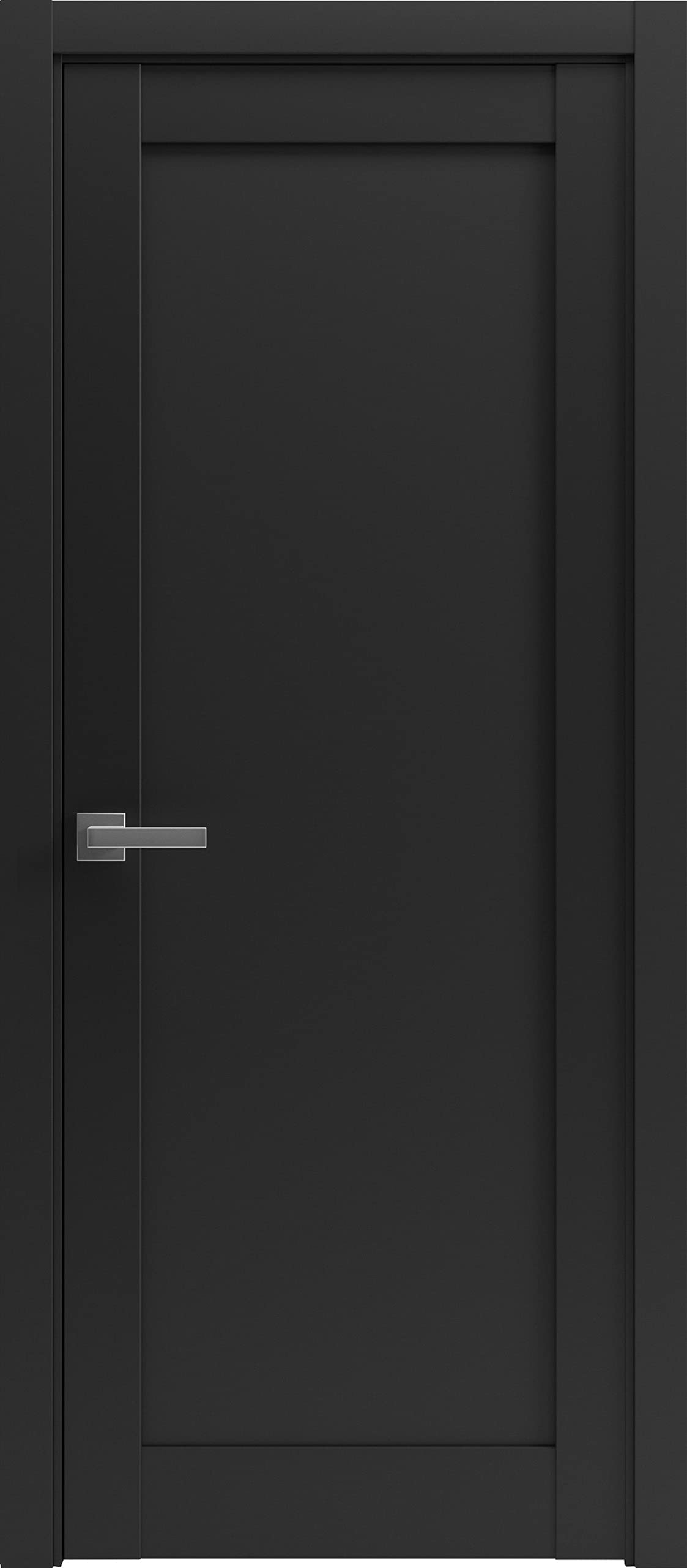 Sartodoors Quadro 4111 | 28 x 80 | Black Matte Interior Single Swing Door with No Glass | Solid MDF Door in Modern Style | Hardware Included
