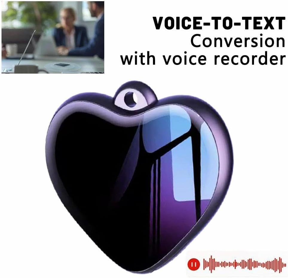 Generic 200h (8GB) Heart Pendant Voice Recorder - Storage AI-Powered Voice-to-Text Recorder with HD Noise Reduction
