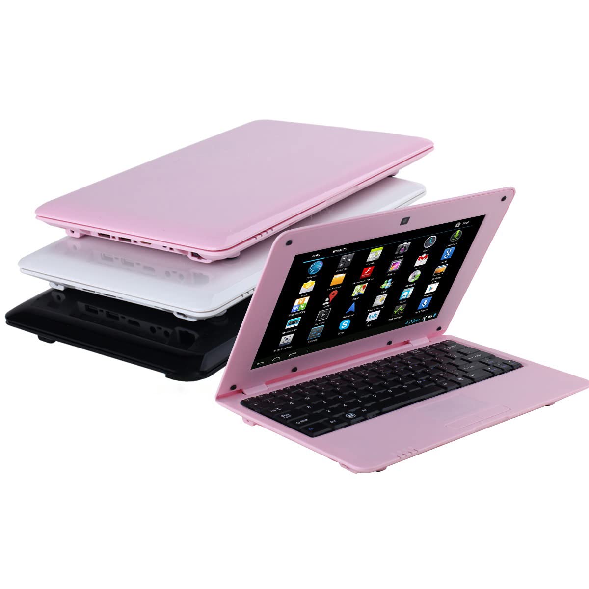 Goldengulf 2025 Version 10.1 Inch Portable 8GB Computer Laptop PC Quad Core Android 6.0 Mini Netbook Slim and Lightweight Notebook YouTube Player Flash (Pink)