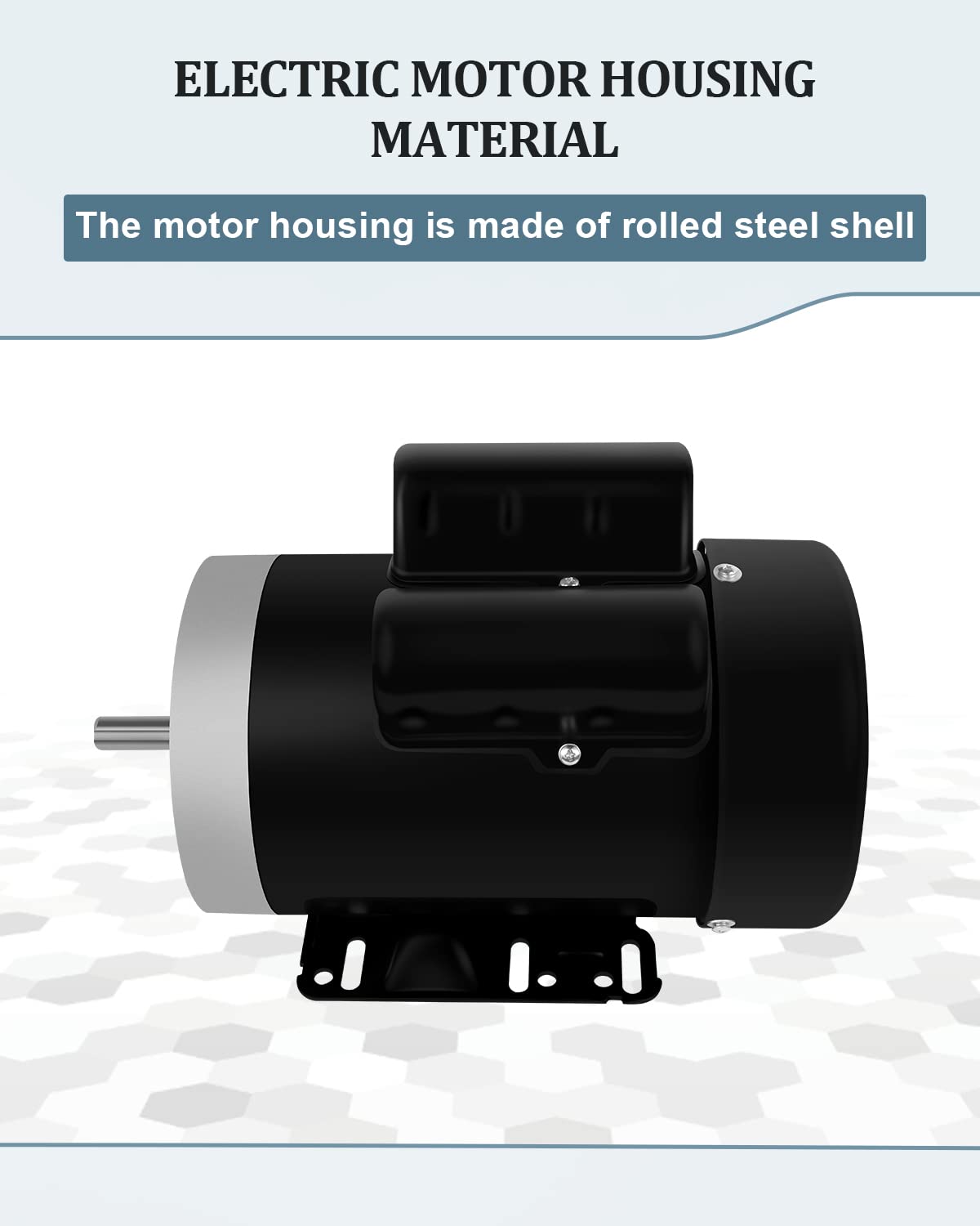 3HP Electric Motor, Air Compressor Motor, 3450 RPM Single Phase Motor, 56C Frame 208-230V 5/8" Shaft 60Hz CW/CCW TEFC