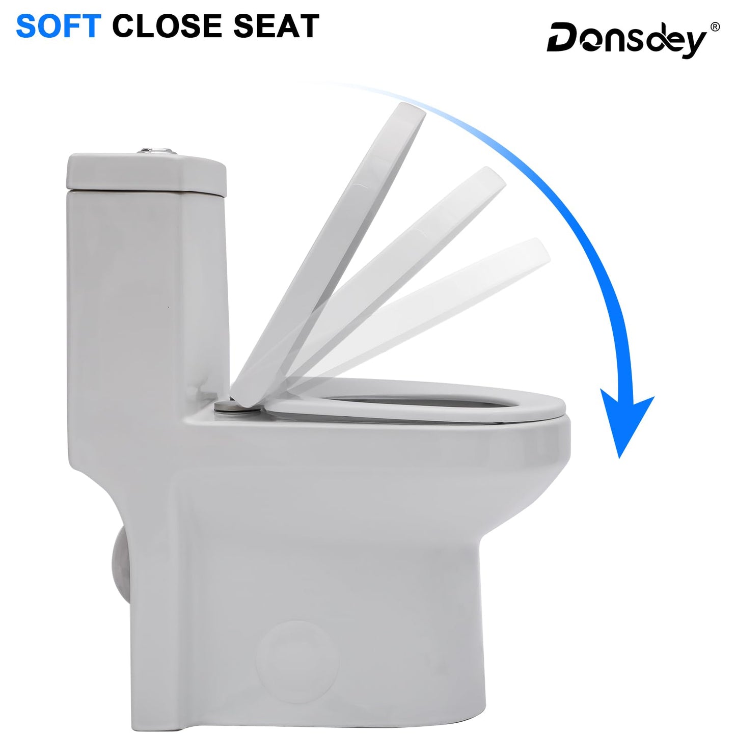Donsdey One Piece Toilet 12'' Rough Inch- White Ceramic Compact Toilets with 15.9" Soft Close Chair Seat 1.1/1.6 GPF Water Saving Dual Flush Easy to Clean Toilet Bowl 13.6''x28.3''x24.8''