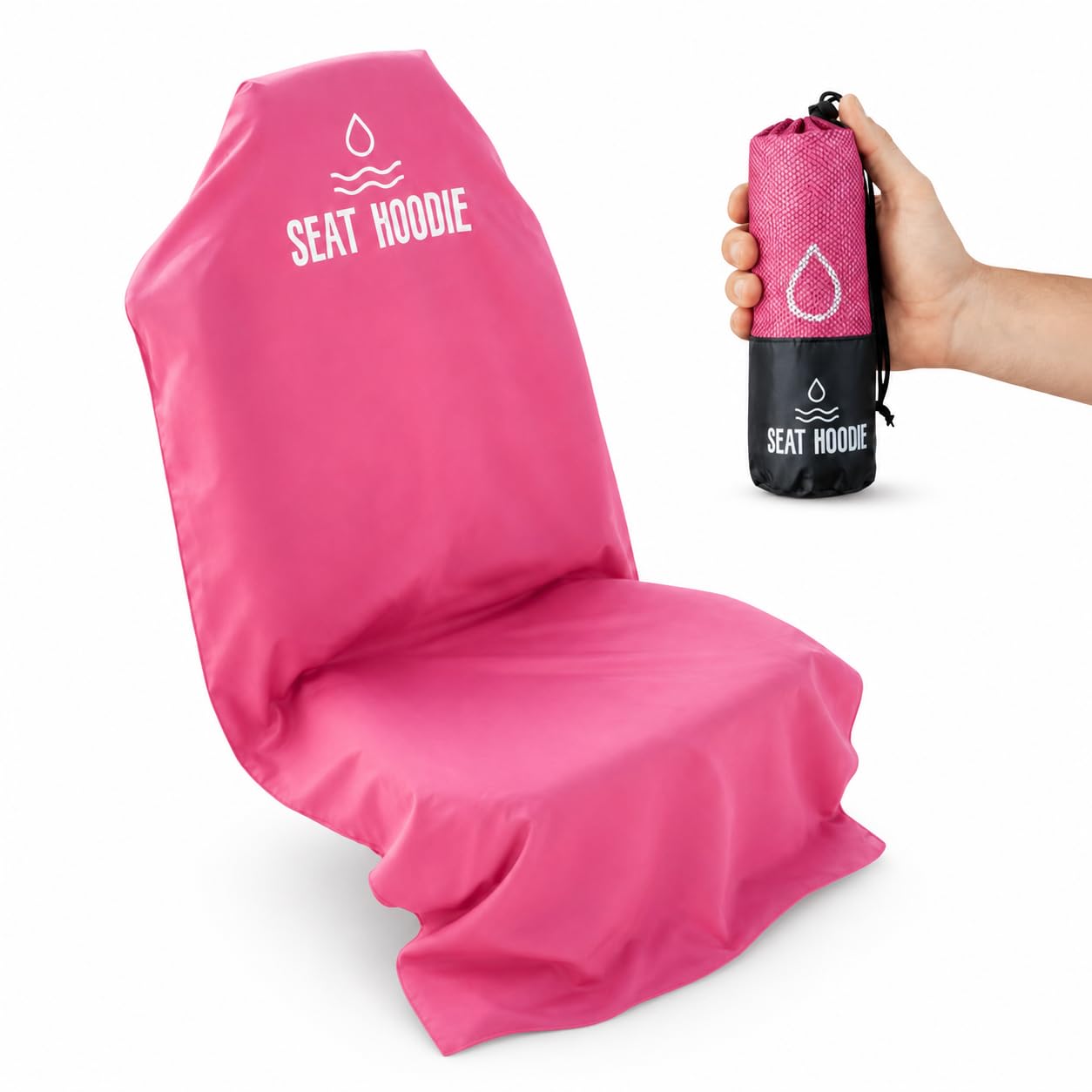 Seat Hoodie Car Seat Towel | Premium Microfiber Towel Seat Covers for Cars | Universal Fit & Machine Washable | Portable Car Seat Towel Cover After Gym, Yoga, Beach Cover Pink