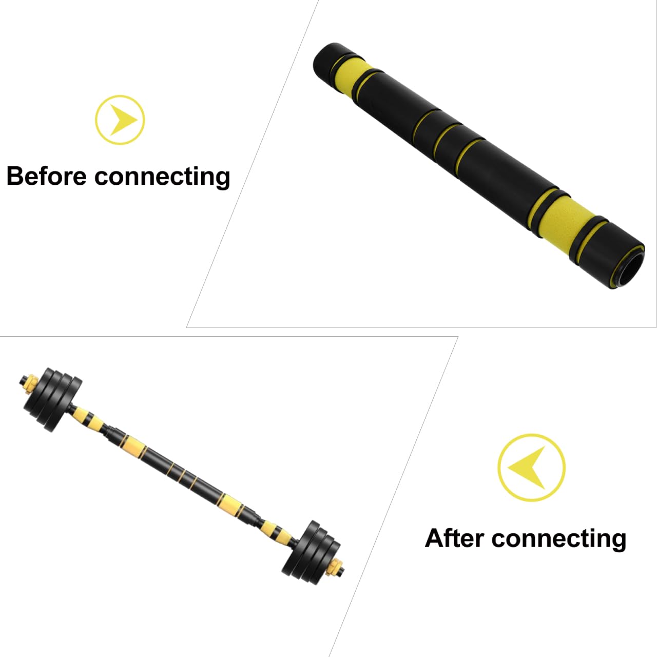 Yardwe Dumbbell Connector Rod Barbell Converter Bar Abs Fitness Equipment Weightlifting Accessory for Home Gym Strength Training 15.7 x 1.7 x 1.7 Inch