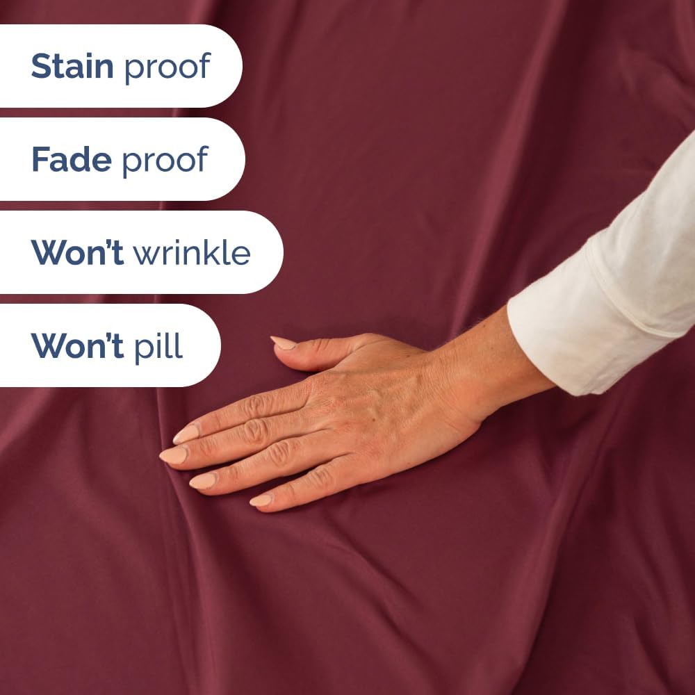 Skiennix Short Queen Size 4-Piece Sheet Set - Soft, Breathable & Cooling Bedding - Deep Pockets - Oeko-Tex Certified - Burgundy