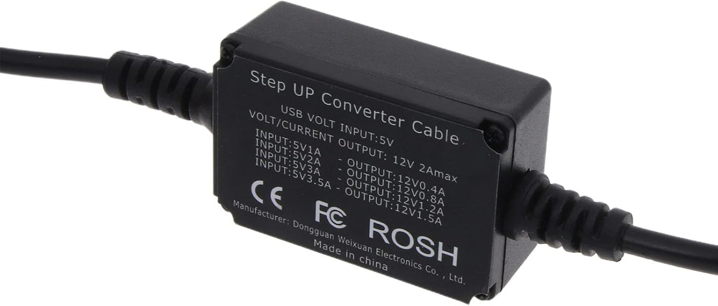Bottone DC5.5x2.1mm 5V 12V, 3A, USB to Power Regulator Charging Cable, to Indoor Use, Compatible with Laptop, Power