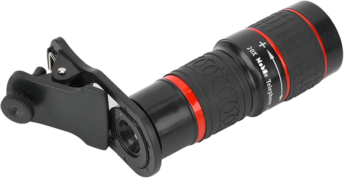 20X Zoom Lens for Cell Phone, Long Focus Zoom Telephoto Phone Lens Cellphone Camera Lens with Clip for Picture Video