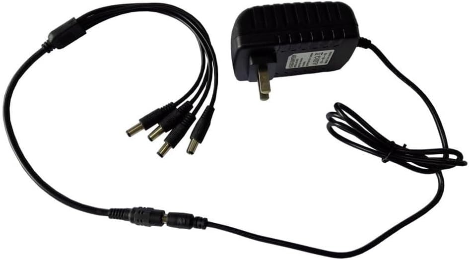 Yuarisx AC100-240V 12V 2A 24W 4 Security Camera Power Supply Adapter to DC Converter Transformer with Port Power