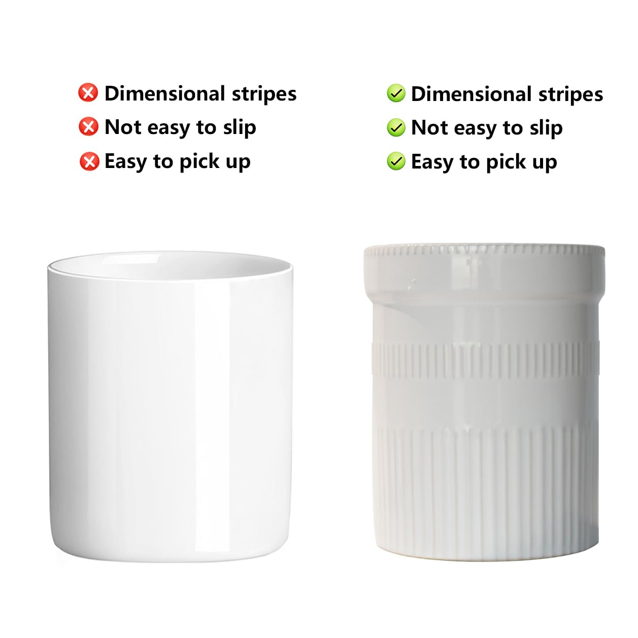 SIEBOLD Utensil Holder, Sturdy Ceramic Stripes Utensils Crock for Kitchen Countertop, Large Cooking Utensil Crocks for Kitchen Counter, Morden Utensil Organizer for Spatula