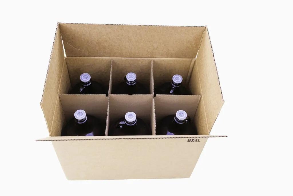 Labelmaster Pallet of 210-4L Amber Glass Bottles, Chemical Containers, 38-439 Neck Finish, UV-Shielding Laboratory Storage Vessel, Reagent Sample Handling, Industrial Lab Supply