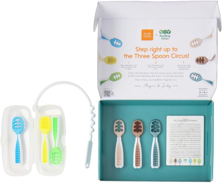 NumNum Baby Spoons Set - Silicone Pre-Spoon GOOtensils for Self-Feeding & Teething | 6-Pack, BPA-Free, Ages 6+ Months