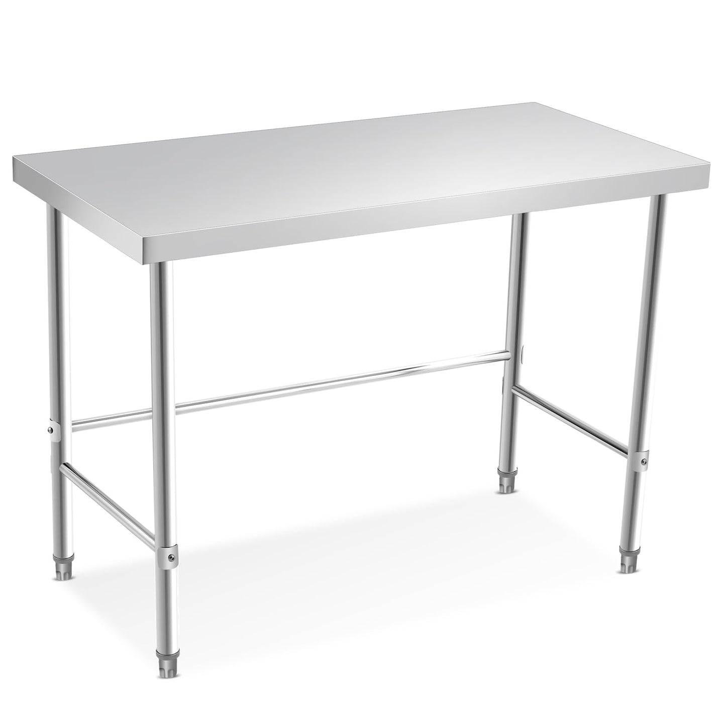 COZONY Stainless Steel Table 48x24 Inch, Kitchen Restaurant Stainless Steel Prep Work Metal Table Countertop with Open Base