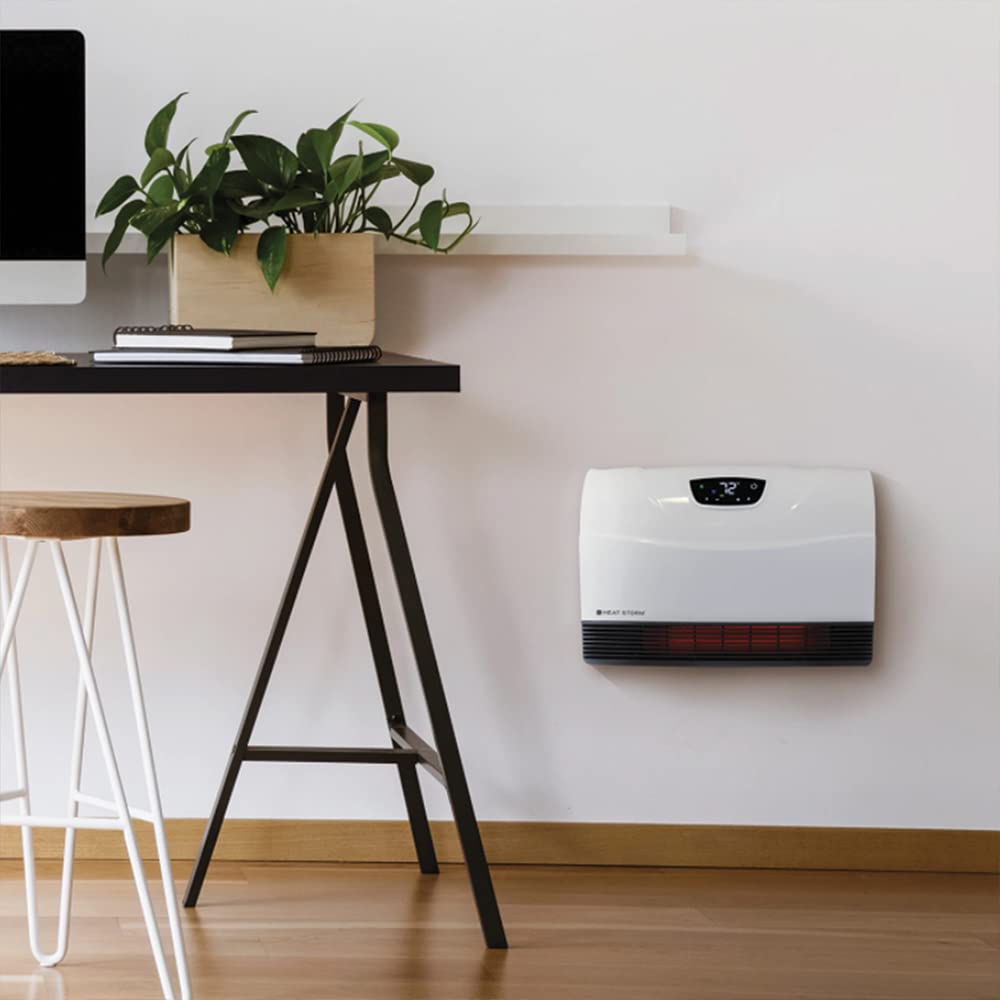 Heat Storm Phoenix Infrared Space Heater with Attachable Feet, Remote Control, Energy Efficient-750-1500 Watts, White Floor or Wall - HS-1500-PHX