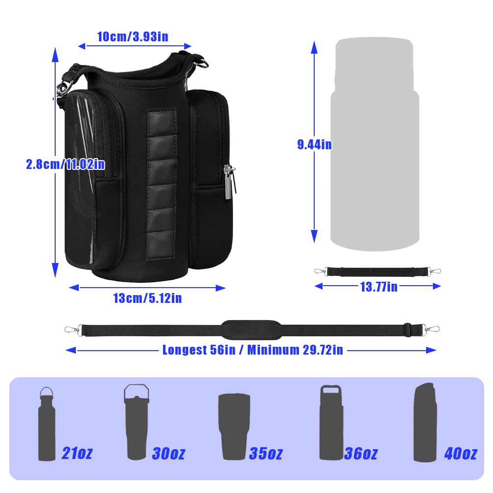 Tiiyee Magnetic Gym Bag, Magnetic Gym Water Bottle Bag- Water Bottle Carrier Holder with Strap & Phone Pocket, 6 Strong Magnets Crossbody Sling Pouch for Men Women Accessories, Travel Workout Sports