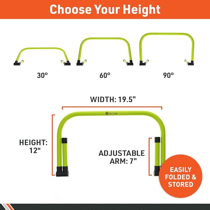 Body Sport Adjustable Athletic Speed Training Hurdles, Jumping & Speed Training Fitness Equipment, Hurdles for Track & Field, Basketball, Soccer & More, Set of 5