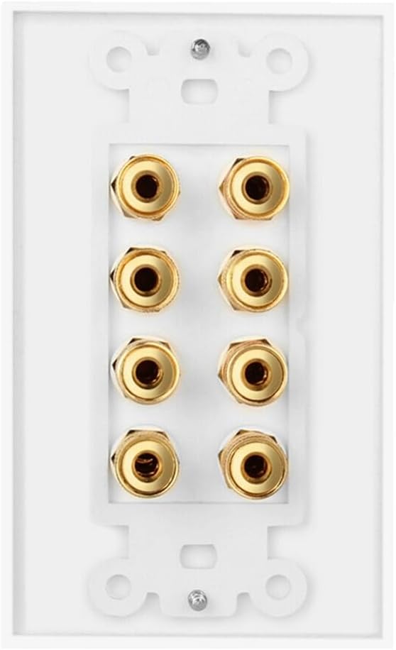 4 Setup DIYTECH Speaker Wall Plate, Home Theater Wall Plate, Gold Plated Binding Posts, for Home Theater