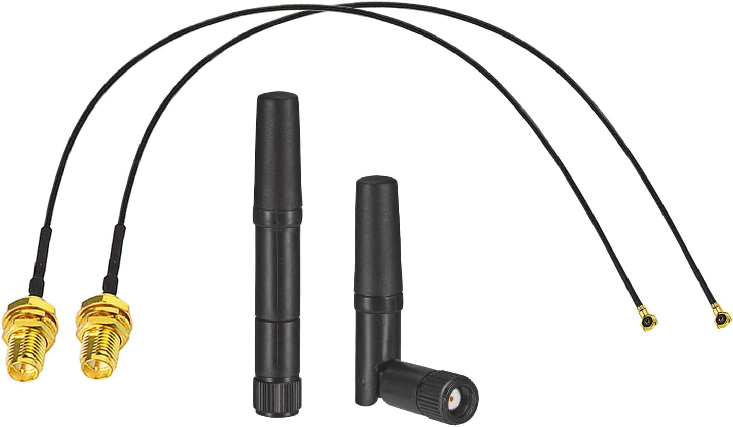 Eightwood 2.4GHz 5GHz 9.8in M.2 Dual Band Small WiFi Antenna RP-SMA Male Antenna with RP-SMA Female Cable for NGFF