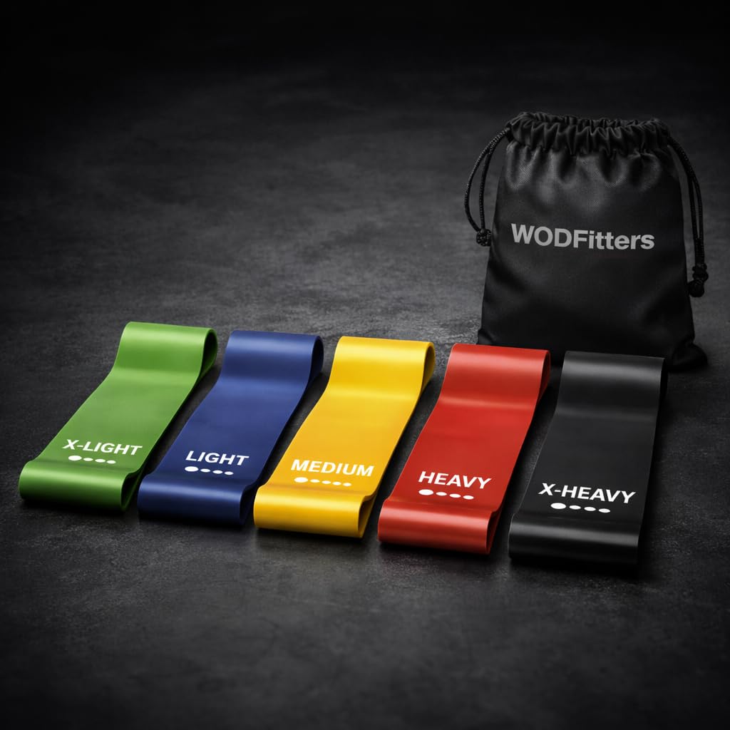 WODFitters Mini Bands Set - 5 Exercise and Workout Resistance Bands - Exercise Loops - Workout Flexbands for Stretching, Physical Therapy, Rehab, Home Fitness and Muscle Activation