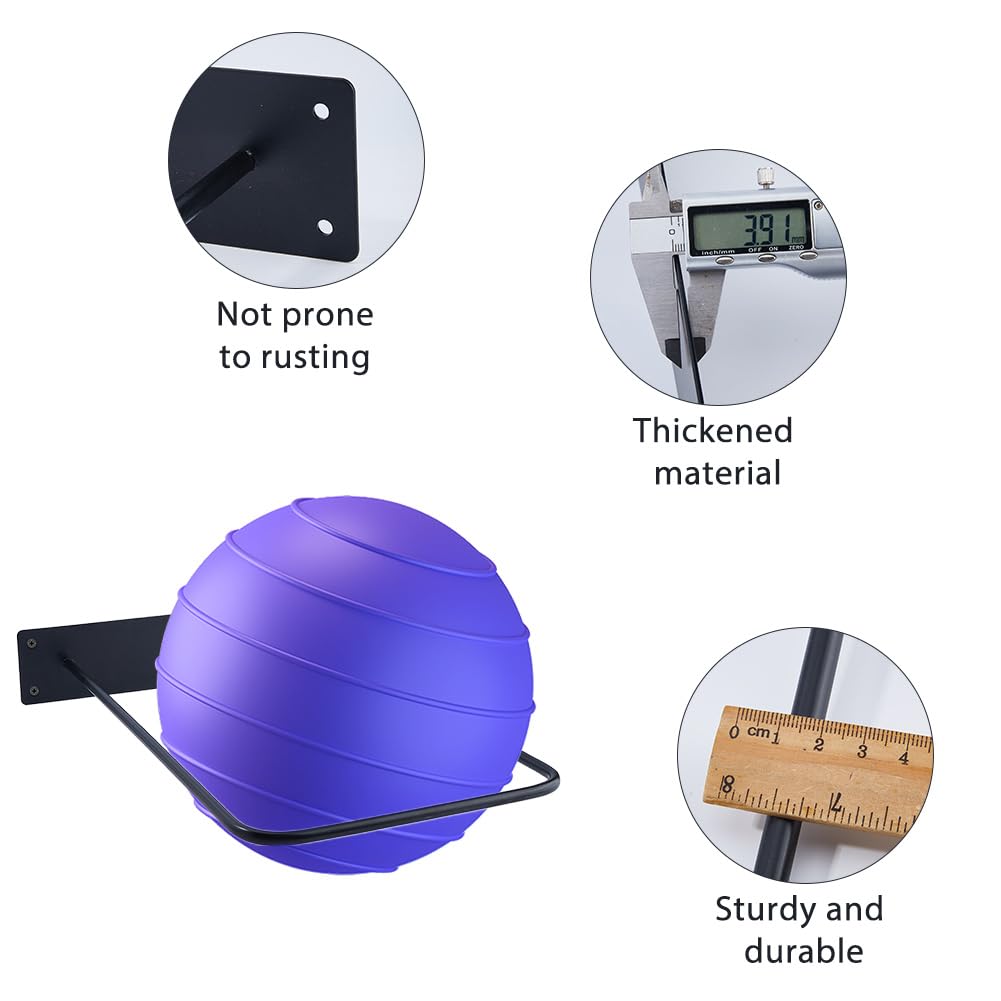 DICOSMETIC 2 Sets Large Stability Ball Storage Rack Wall Mount Yoga Ball Storage Rack Exercise Balls Holder Racks Exercise Balls Equipment Organizer for Yoga Studio Gym Sport or Home