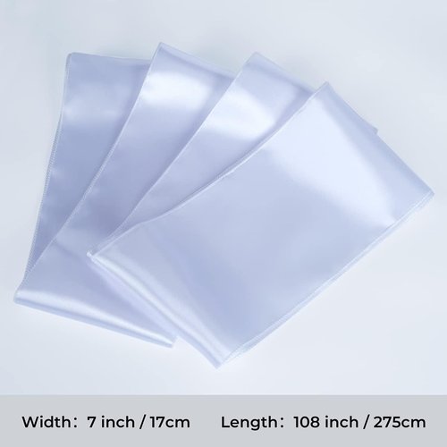 Babenest Satin Chair Sashes - Upgraded 50 Pcs Chair Ribbons & Bows for Weddings & Events | White