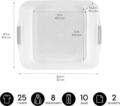 IRIS USA 33 Qt Under Bed Storage Organizer Bins - Durable Clear Containers with Secure Lids | 3 Pack