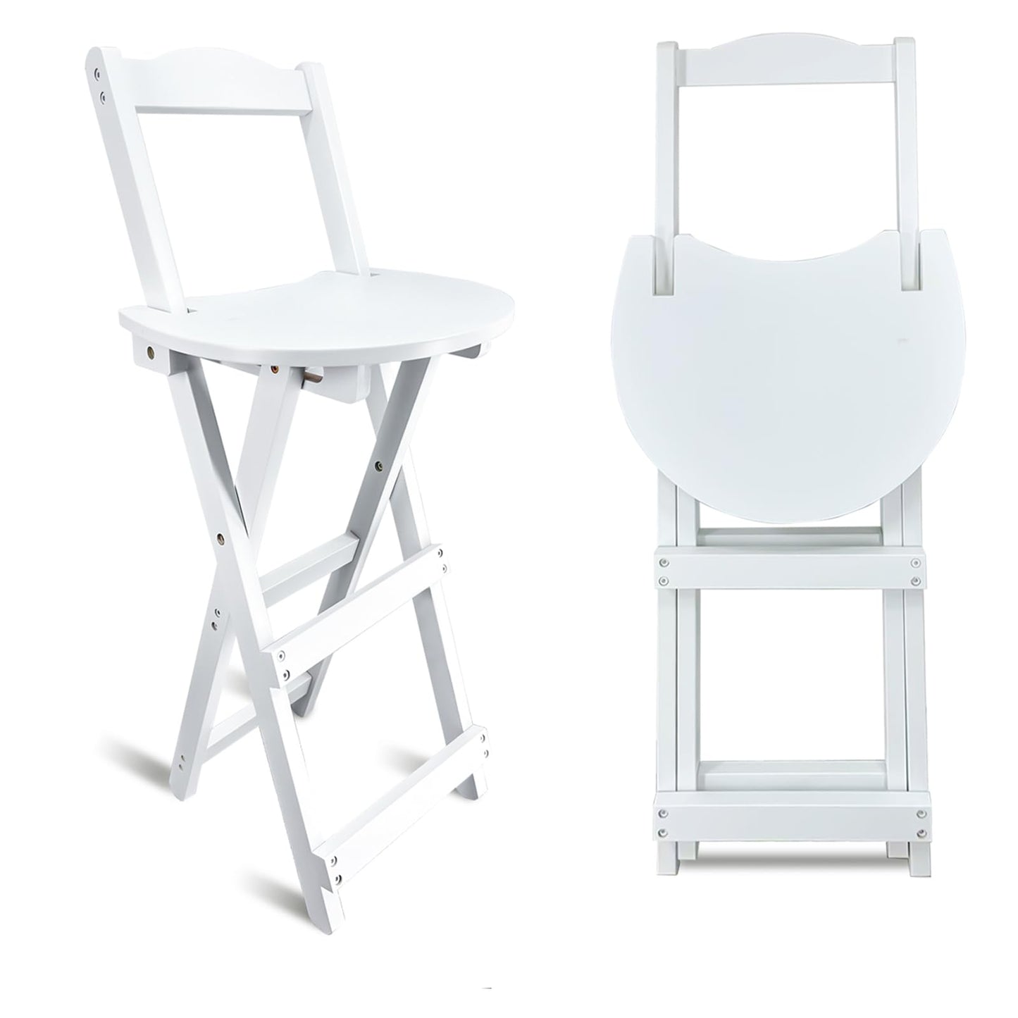 Yuxitia Folding Bar Stool Kitchen24 inch Folding Kitchen Counter Chair Portable Wooden Bar Stool Outdoor Shop Kitchen Restaurant Coffee Stool 1 (White)