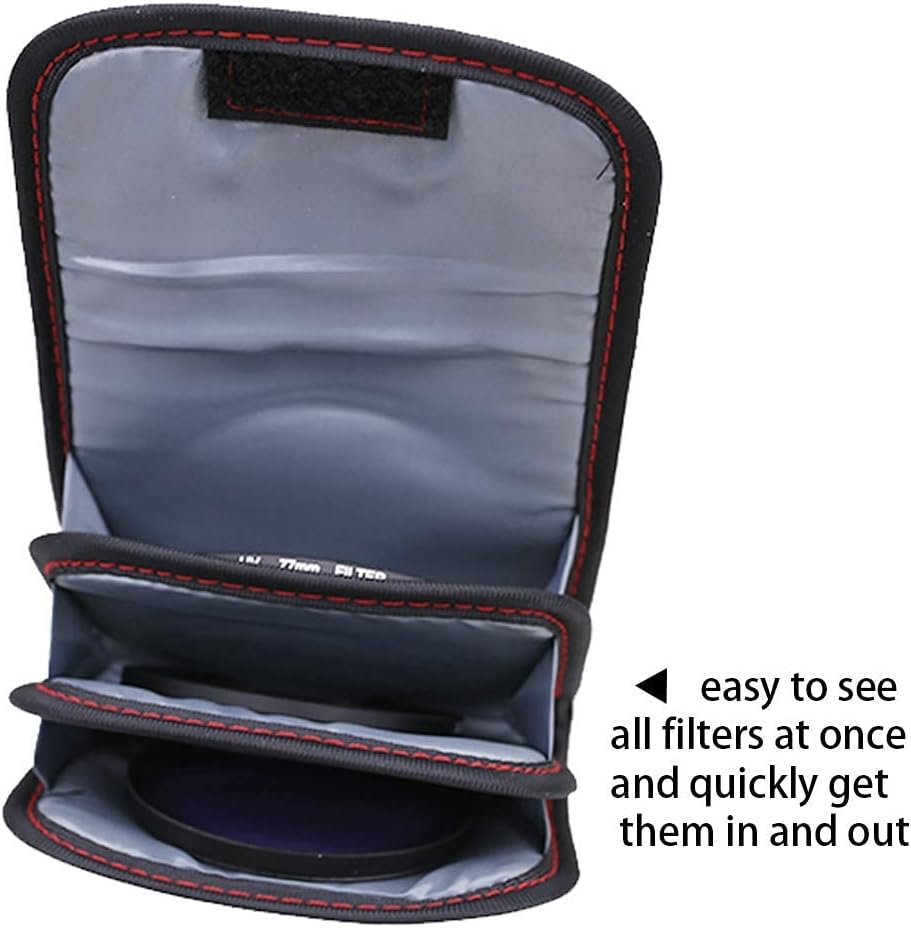 2PCS 3-Pocket 25mm-82mm DomeStar Filter Case, Camera Lens Filter Carry Case Professional Photography Filter Holder Belt