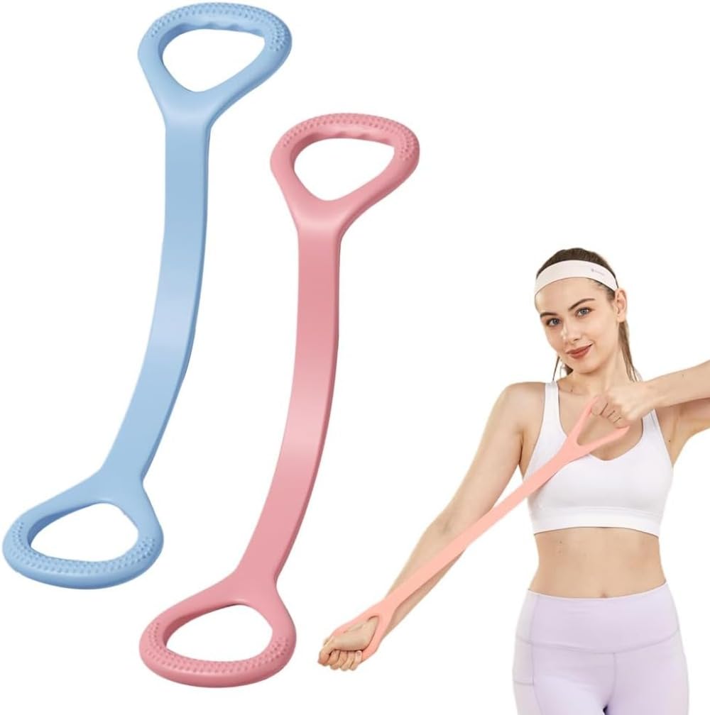 Cur8trends Exercise Figure 8 Resistance Band, 20 Lb, Silicone, for Chest Expander, Arm, Back, Shoulder Training, Yoga Gym (Gray*Purple)