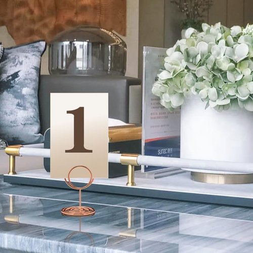 Jofefe 20Pcs Table Number Holders, Place Card Holder, Mini Table Card Holders, Cute Picture Holder Photo Holders for Wedding Reception Party, Table Centerpieces (Rose Gold)