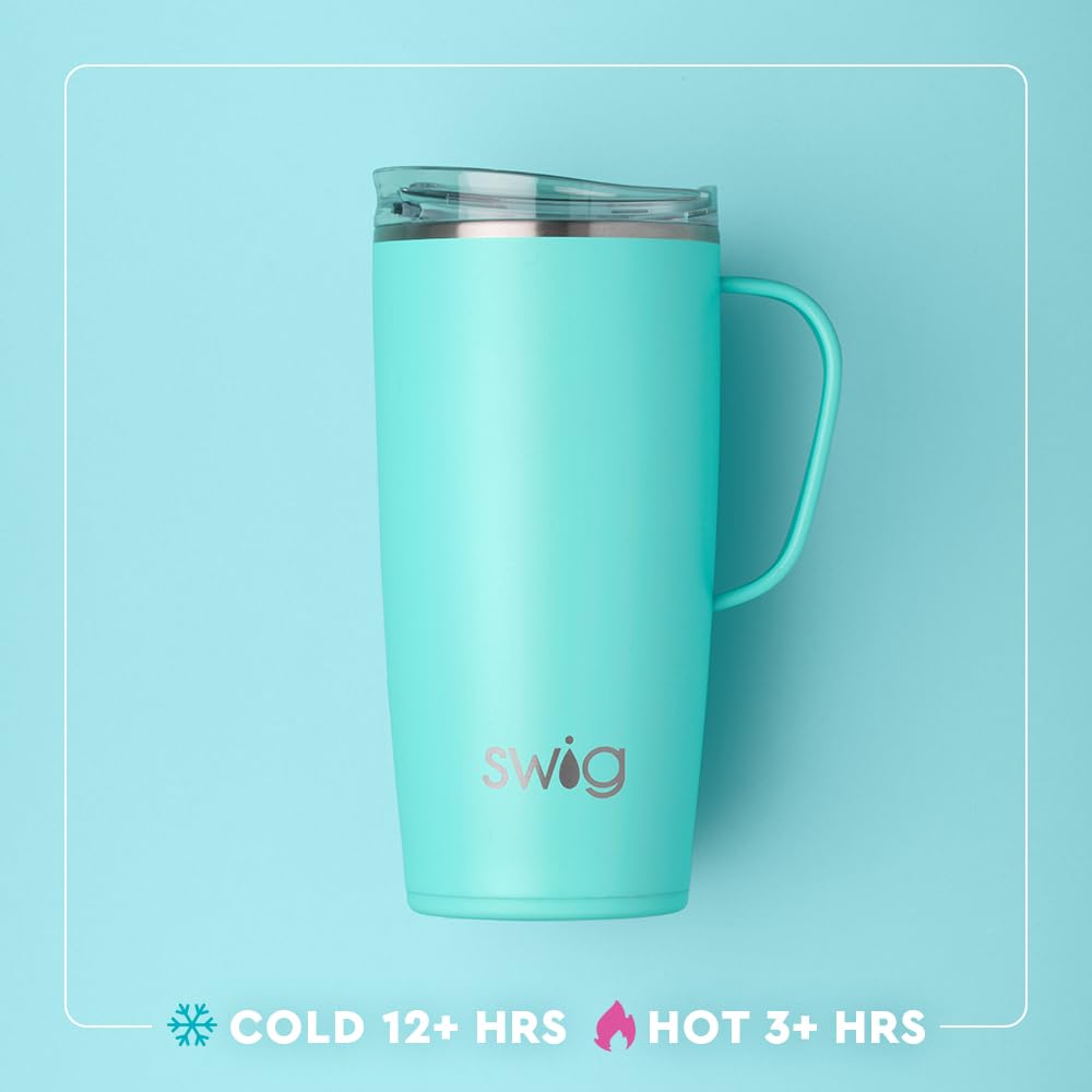 Swig Life 22oz Travel Mug, Insulated Tumbler with Handle and Lid, Travel Coffee Mug, Cup Holder Friendly, Stainless Steel 22 oz Tumbler, Reusable Insulated with Lid (Sweethearts)