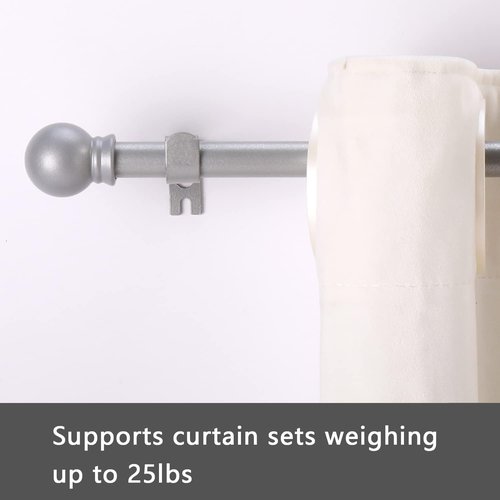 GXOACKJ Decorative Curtain Rods - Heavy Duty Metal, 48-84 Inch, Silver Finish with Brackets