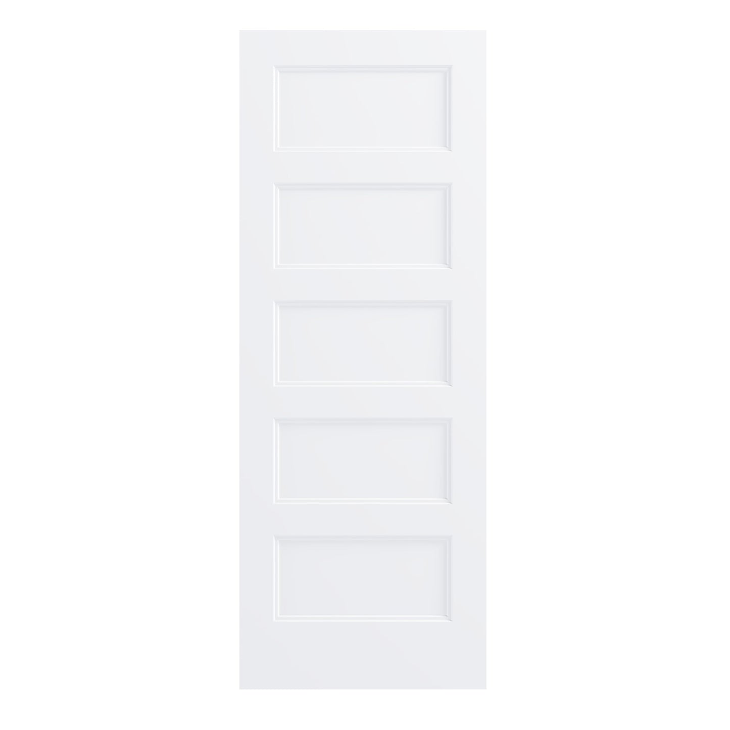 JUBEST 30"x80" 5-Panel Shaker Style White Primed Hollow Core Interior Molded Door Slab, NOT Pre-drilled and NOT Included Hardware, Pre-Assembled Interior Door for Pantry, Laundry, Closet