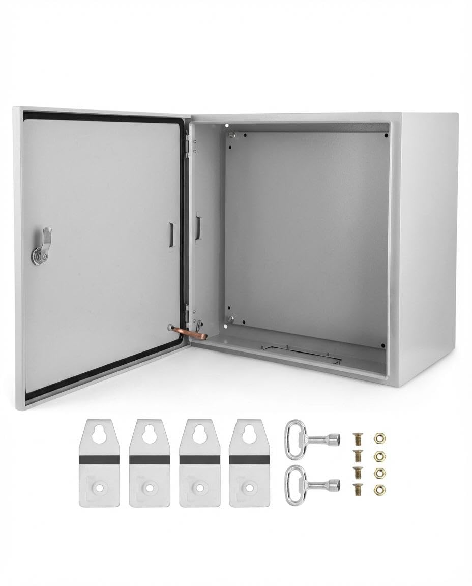 Outdoor NEMA Steel Enclosure, 24x24x12 NEMA 4X Steel Electrical Box, IP66 Waterproof & Dustproof, Outdoor/Indoor Electrical Junction Box