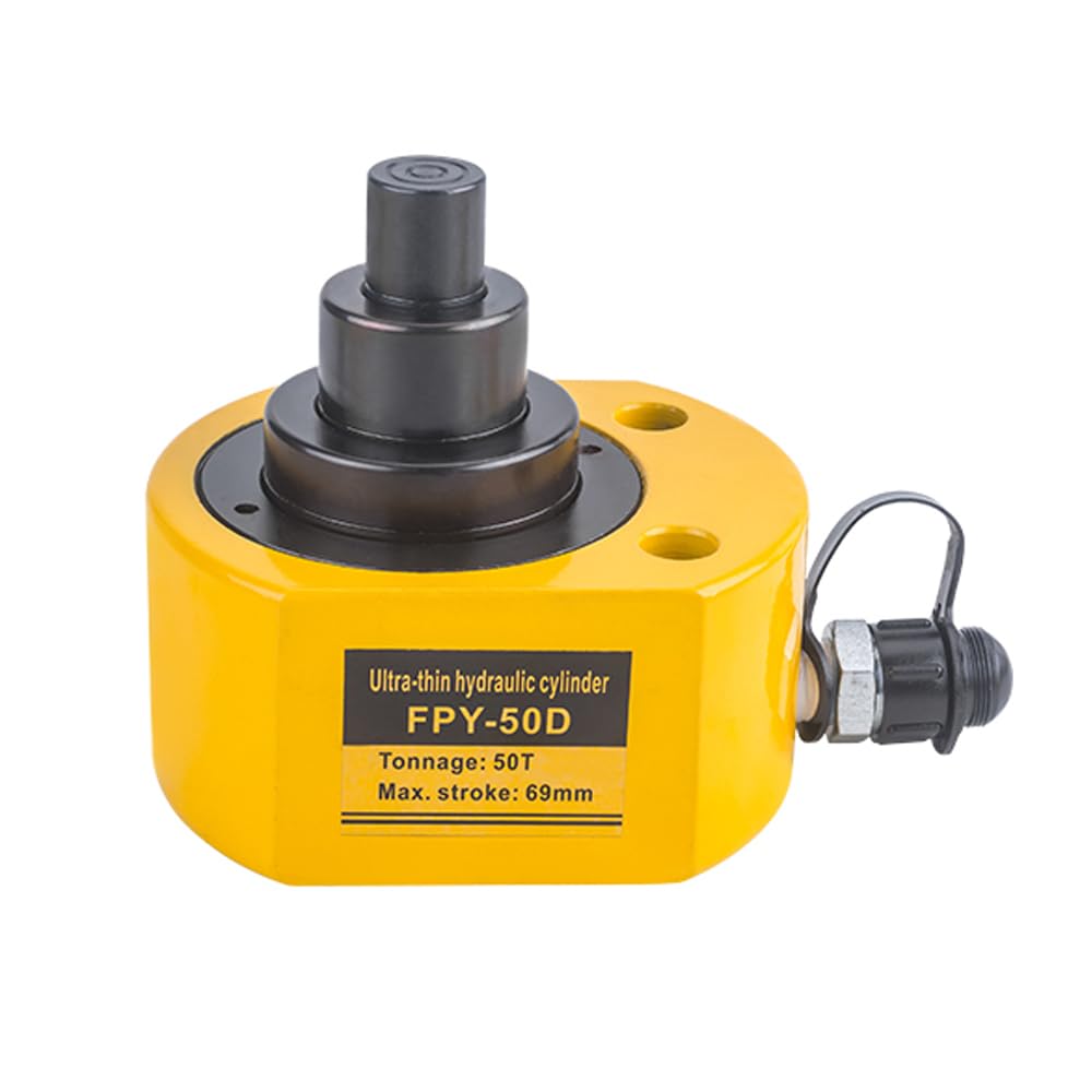 MMNZE 50T 65mm/2.6" Stroke Hydraulic Cylinder Low Profile Jack Multi-Section Ram Jack Lifting Cylinder for Machinery Ship Bridge Construction