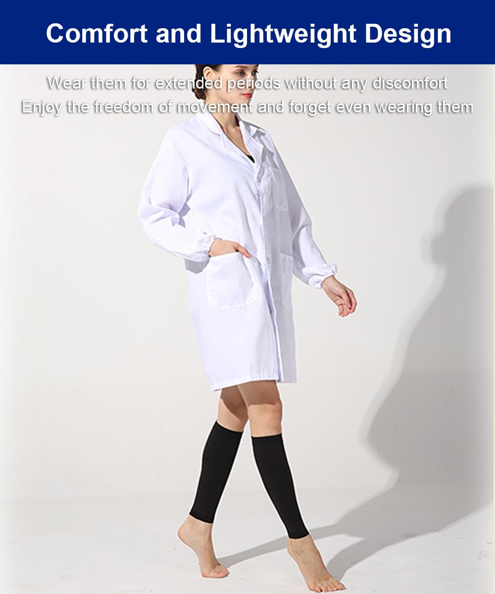 SUJAYU Leg Compression Sleeve Calf Compression Sleeve Women Men, 1 Pair Footless Compression Socks Women Shin Compression Sleeve (Black, 3XL)