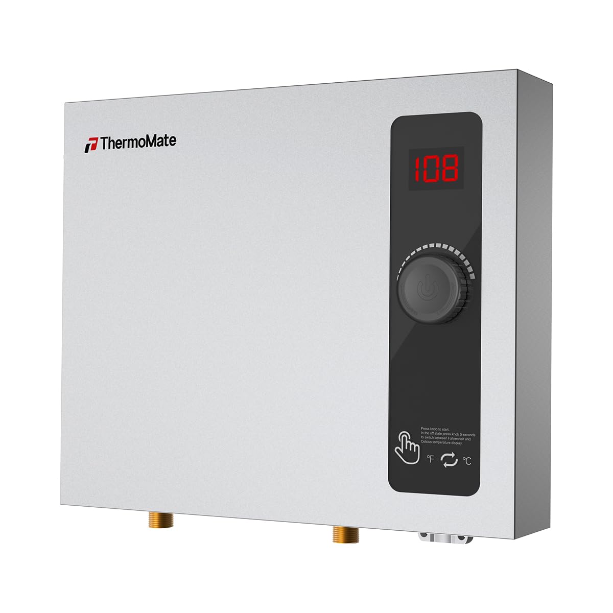 Tankless Water Heater Electric, ThermoMate 14kW 240 Volt On Demand Instant Hot Water Heater for Shower, Self-Modulating LED Display Knob Control, ETL Certified, 2.66GPM at 35°F Rise ET140