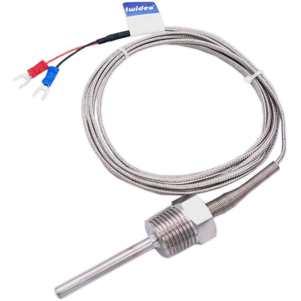 Twidec/Display PID Temperature Controllers Thermostat Box +2M NPT 1/2"inch (6X50MM) Pipe Thread K Type Temperature Sensor Probe