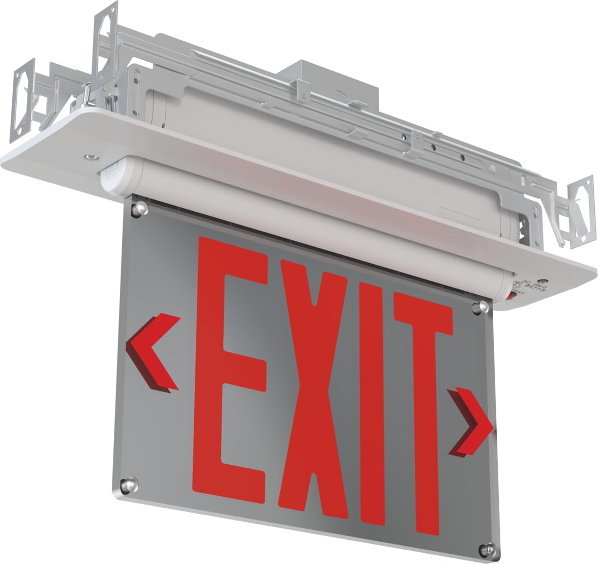 Lithonia Lighting Basics Edge-lit LED Exit Sign with Red Letters, Universal Mount Emergency Exit Only Sign, Ni-Cad Battery Backup (BE W R UM M2)