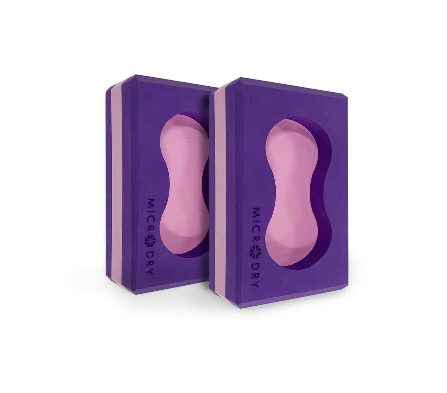 Microdry Sure-Grip Yoga Blocks, Set of 2 – Non-Slip Foam Blocks with Ergonomic Grip Cutout for Stability, Wrist Support, Flexibility & Balance Purple/Pink