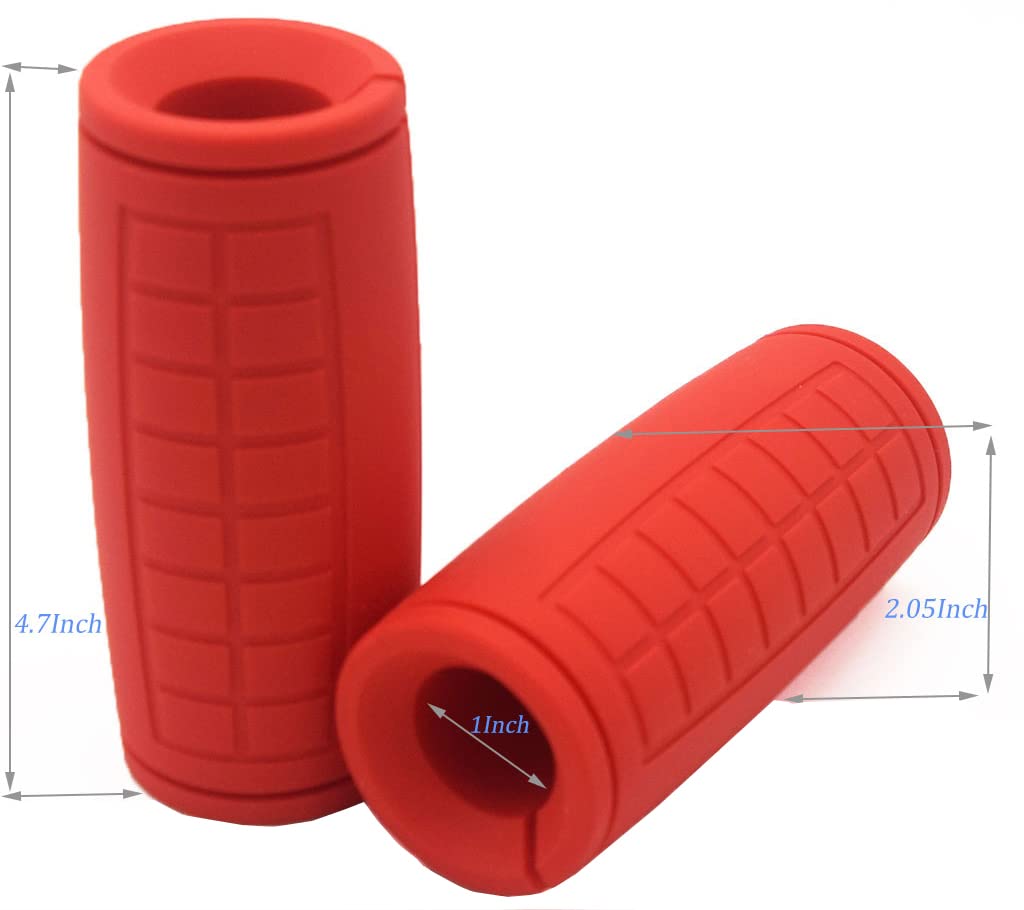 qibylift Pull Up Thick Bar Adapter, Weight Grips Bar Fit for Standard Barbell - Dumbell Handles, Silicone Rubber Barbell Grips for Weight Lifting Cable Attachments & Fitness Training (Red)