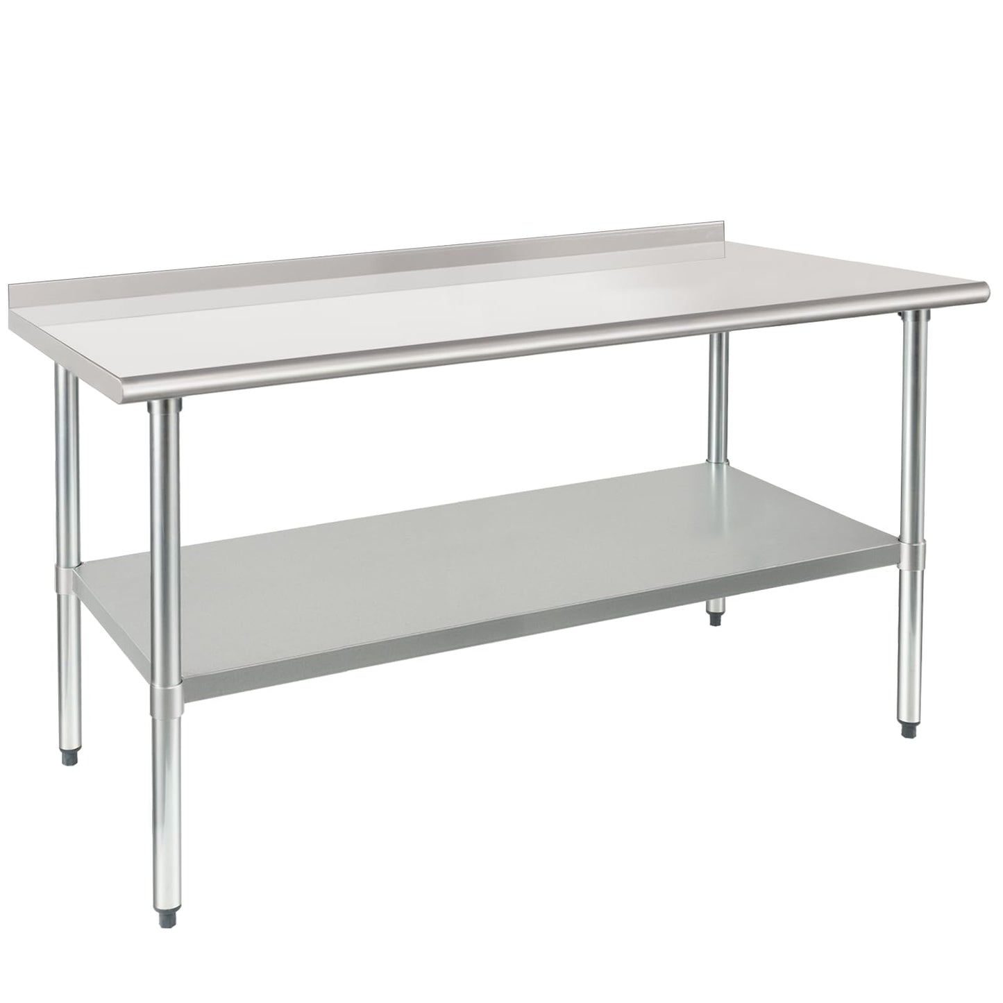 HARDURA Stainless Steel Prep & Work Table 30 x 60 Inches NSF Heavy Duty Commercial with Undershelf and Backsplash, Galvanized Legs for Commercial Food Prep