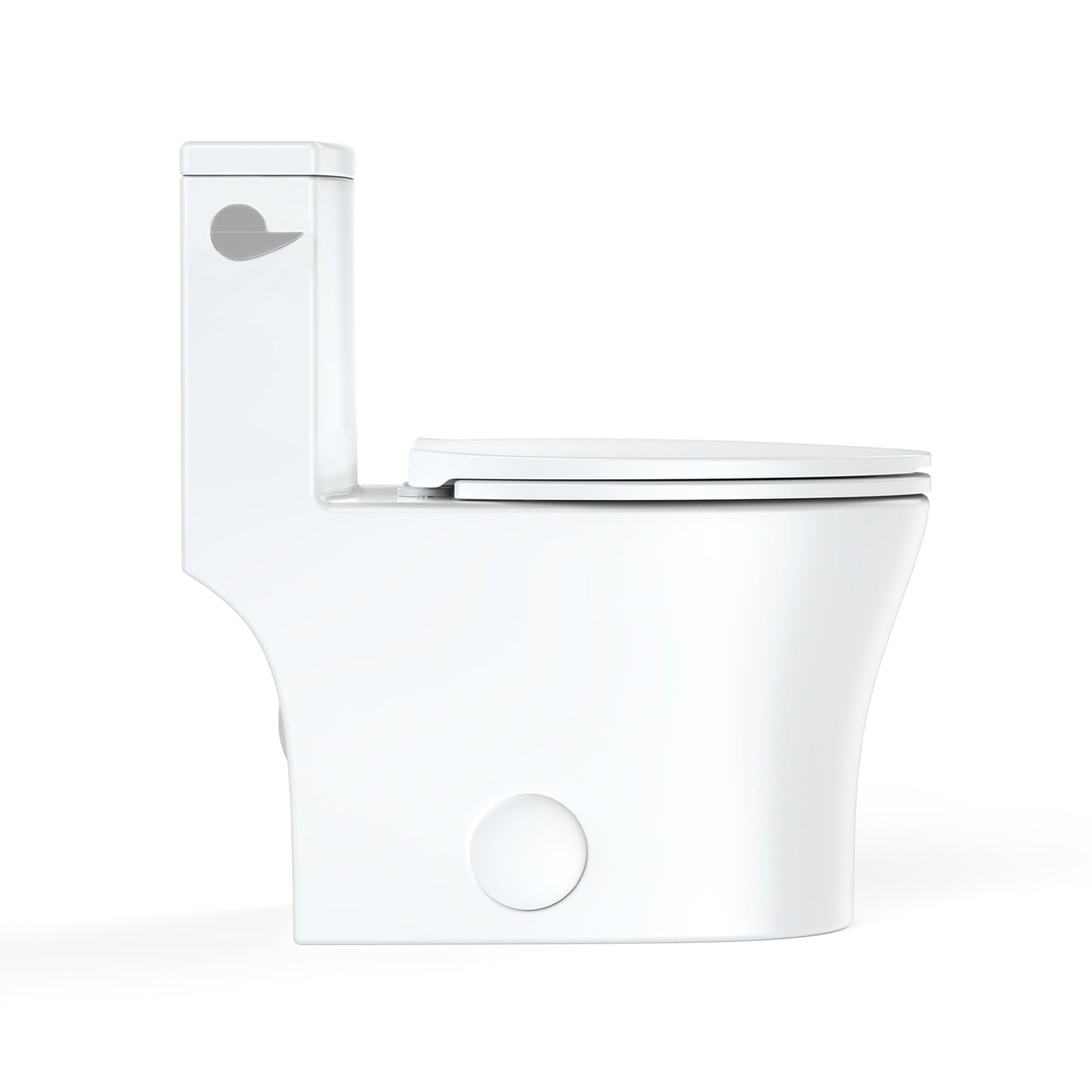 One-Piece Toilet for Bathroom, Comfort Height 16", Elongated with Under-Locking Lid, Soft Close Seat, Dual Flush, Powerful Flush