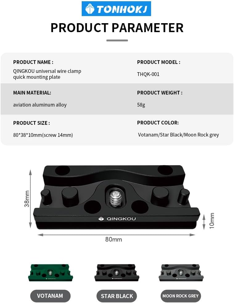 TONHOKJ Camera Cable Clamp Quick Release Plate, Aluminum DSLR Tethered Shooting Cable Lock Clip, HDMI USB Data Port