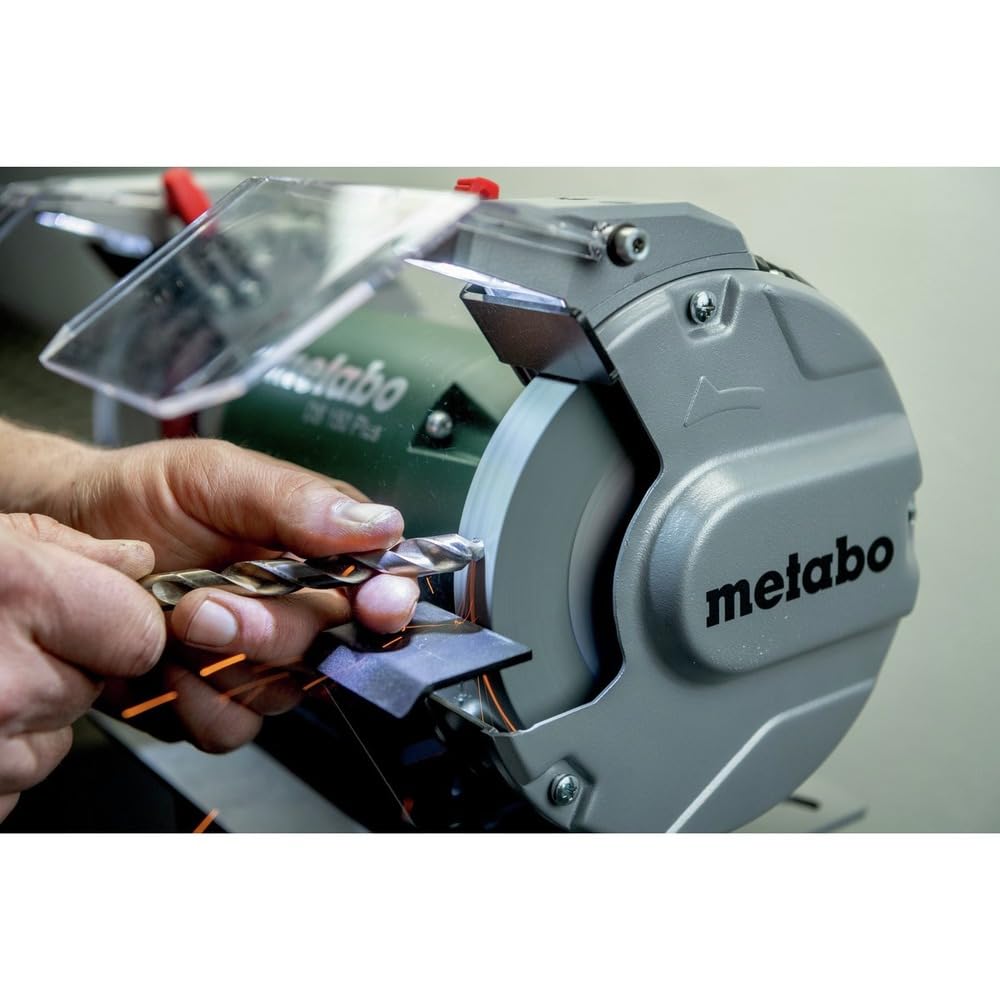 Metabo 6-Inch Heavy Duty Bench Grinder, 3,600 RPM, 3.6 Amps, LED Light, Adjustable Eye Shield and Spark Deflector, DS 150 Plus, 604160420