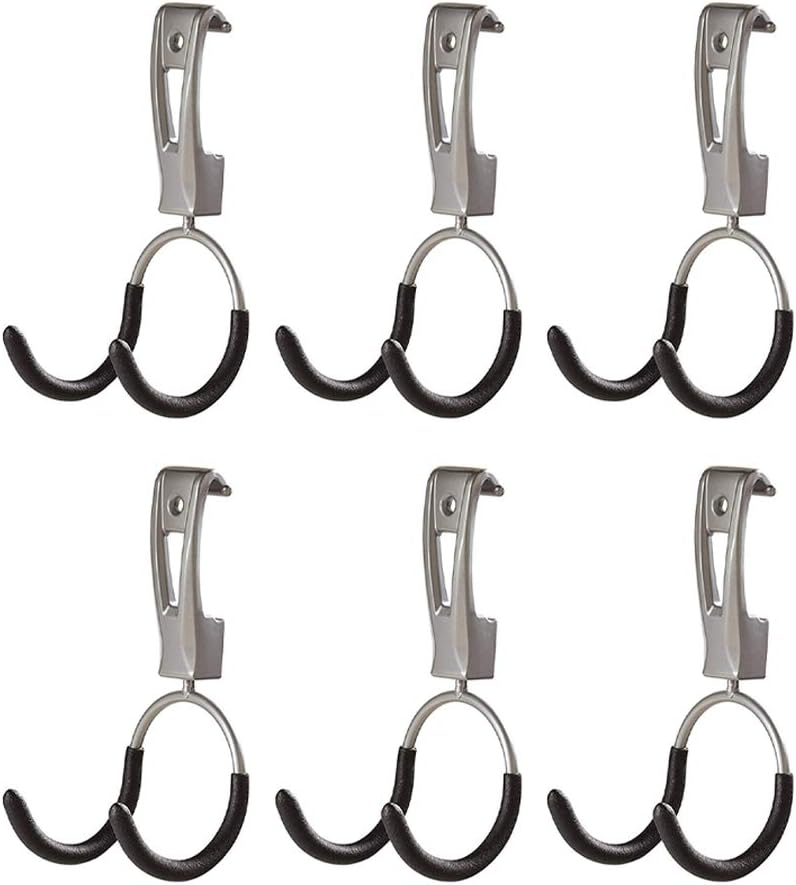 Rubbermaid Garage Hook Organizers - Powder Coated Metallic for Ladder, Tool & Bike Storage | 6 Pack