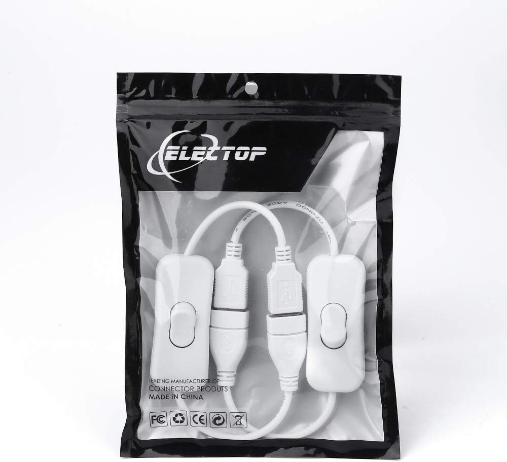 2 Pack ELECTOP Male to Female USB Cable with On/Off Switch, USB Extension Inline Rocker Switch for Driving Recorder
