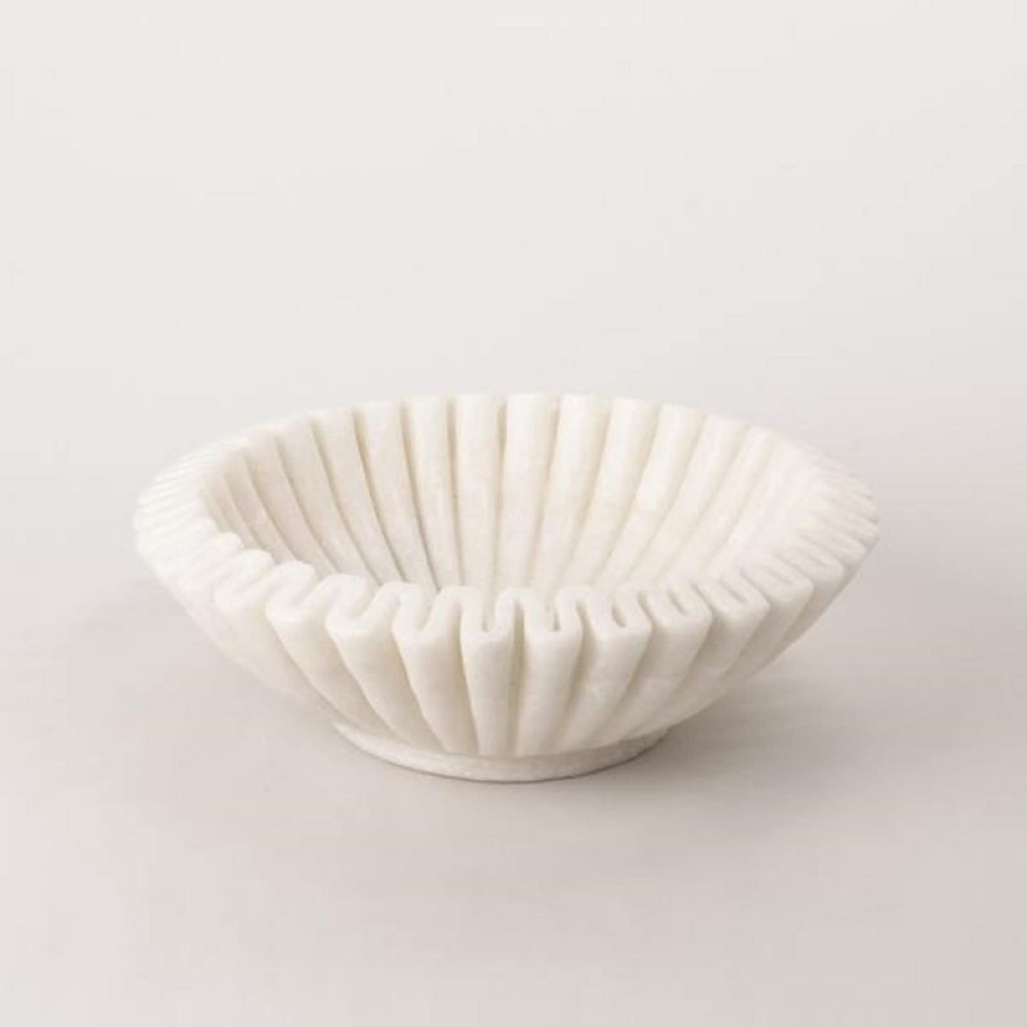 PUSHPA EXPORTS Marble Ruffle Bowl Decorative Marble Scallop Bowl Flower Bowl Fruit Bowl Ruffled Marble Bowl Jewelry Dish Christmas Gift Decorative Bowl (2 Pieces of 6 inch)
