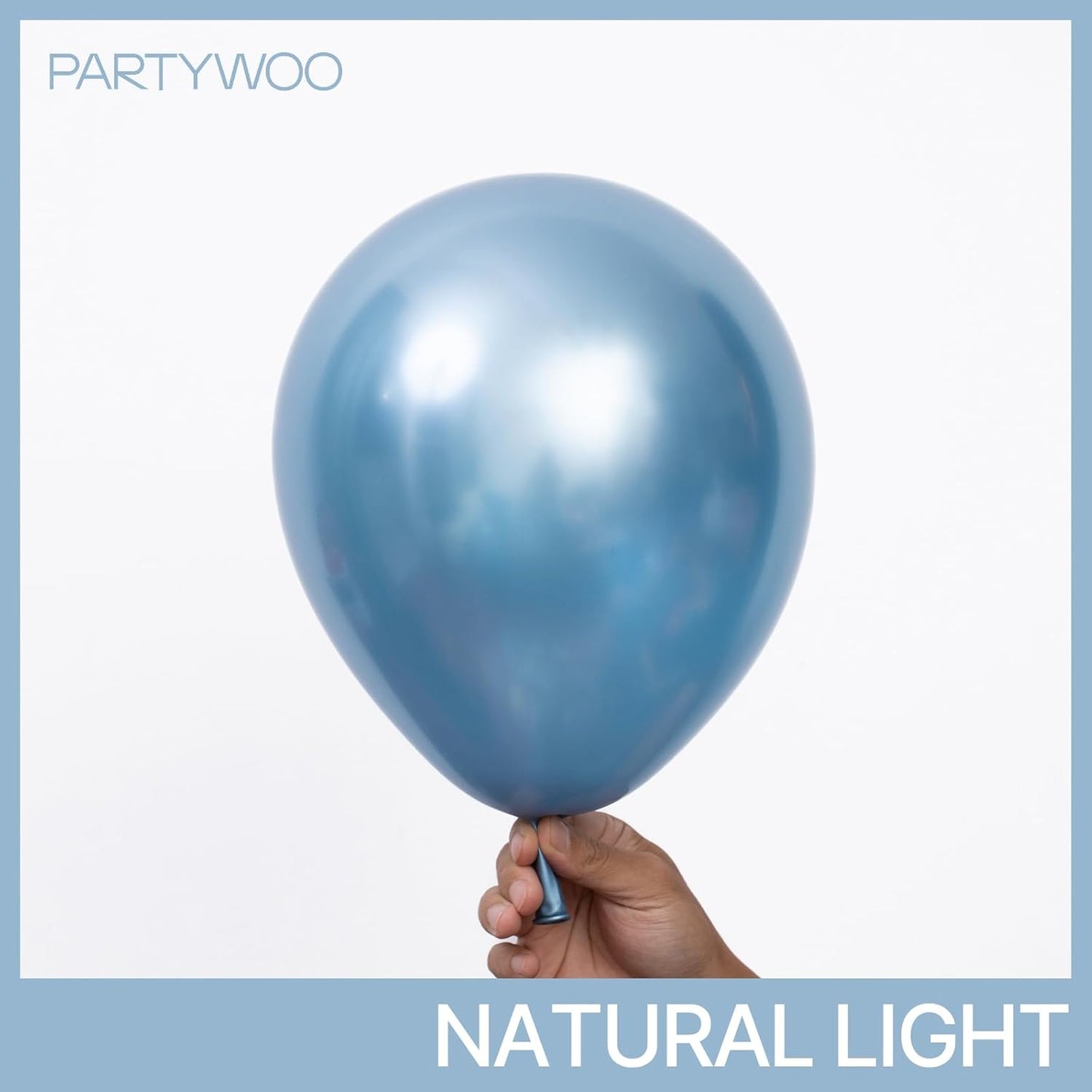 PartyWoo Metallic Light Blue Balloons - 100 Pcs Latex Balloon Arch Kit | 18", 12", 10", 5" Sizes for Graduation, Baby Shower, Birthday Party Decorations
