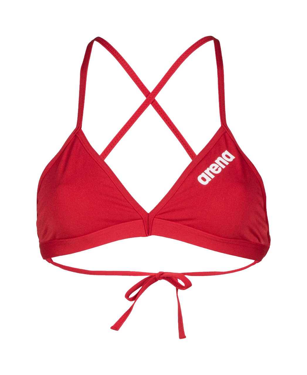 ARENA Women’s Team Solid Swim Top Tie Back Athletic Bikini Top Only Competitive Swimming Training Ladies Bathing Suit, Red/White, US Size 28