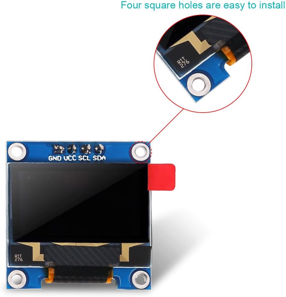 DORHEA 5Pack 0.96 Inch SSD1306 128x64 I2C OLED Display Module Pixel IIC Self-Luminous Screen Board White Compatible